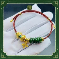 VÒNG TAY DÂY CÁP NGŨ ĐIỀU NGỌC BÍCH MIX CHARM TITAN