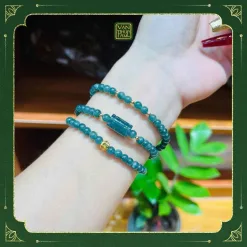 Chuỗi Lam Ngọc Mix Charm Lu Thống, Bi Vàng 10K
