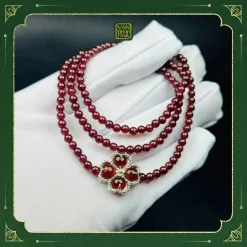 Chuỗi Garnet Mix Cỏ 4 Lá Tim