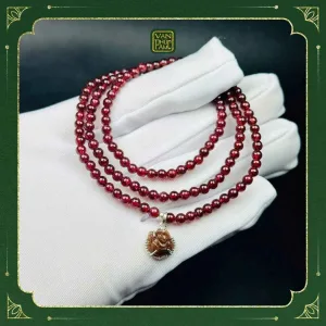 Chuỗi Garnet mix cỏ 4 lá tim