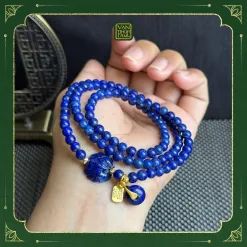 Chuỗi Lapis 5ly Cuốn 3 Vòng Mix Hồ Ly Chúa, Charm Điếu Lapis