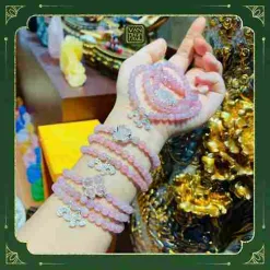 Chuỗi Thạch Anh Hồng Mix Charm Bọc Bạc