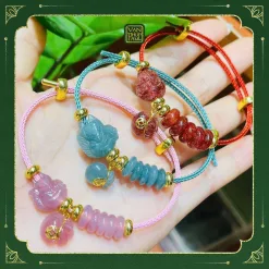 Vòng Dây Cáp Hồ Ly Mix Ngũ Điếu, Charm Túi Tiền 10k