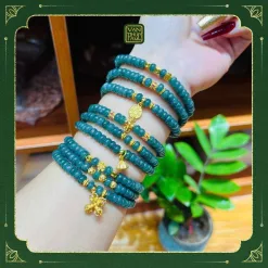Chuỗi Lam Ngọc Bánh Xe Mix Cham Bạc Xi Vàng
