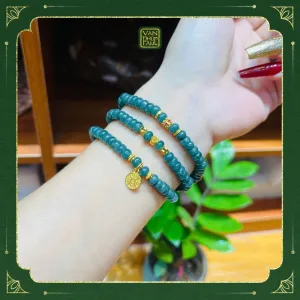 Chuỗi Lam Ngọc Bánh Xe Mix Cham Bạc Xi Vàng