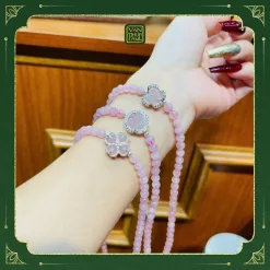 Chuỗi Thạch Anh Hồng Mix Charm Bọc Bạc