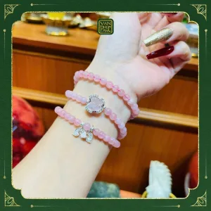 Chuỗi Thạch Anh Hồng Mix Charm Bọc Bạc