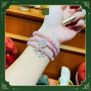 Chuỗi Thạch Anh Hồng Mix Charm Bọc Bạc
