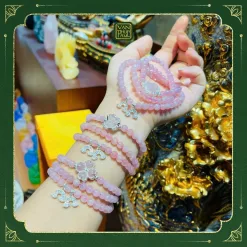 Chuỗi Thạch Anh Hồng Mix Charm Bọc Bạc