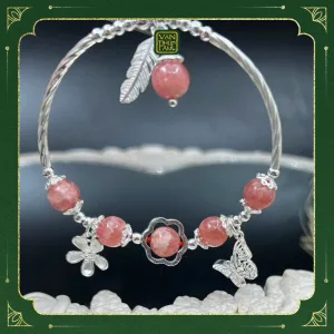 Vòng Đá Đào Hoa Mix Charm Bạc1