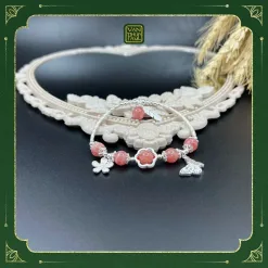 Vòng Đá Đào Hoa Mix Charm Bạc