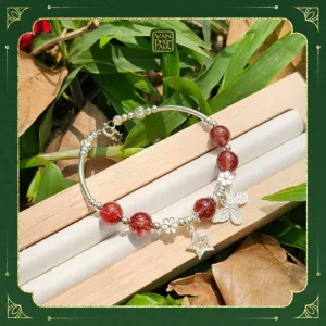Vòng Thạch Anh Tóc Đỏ Mix Charm Bạc2