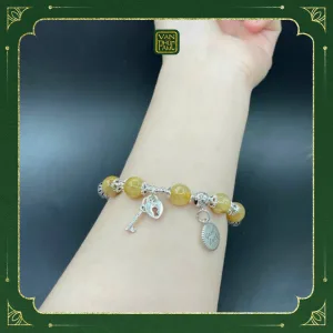 Vòng Thạch Anh Tóc Vàng Mix Charm Bạc