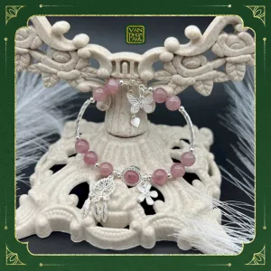 Vòng Thạch Anh Hồng VIP Mix Charm Bạc2