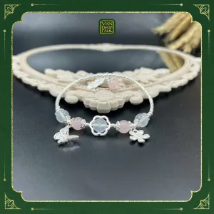 Vòng Charm Bạc, Đá Mặt Trăng Mix Thạch Anh Hồng2