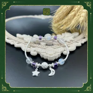 Vòng Đá Mix Charm Bạc Và Thạch Anh Tím2