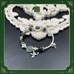 Vòng Mix Charm Bạc Và Đá Mắt Hổ Xanh Đen