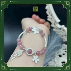 Vòng Thạch Anh Hồng VIP Mix Charm Bạc