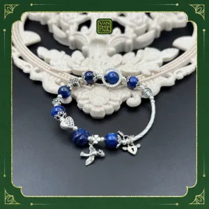 Vòng Mix Charm Bạc Và Đá Mắt Hổ Xanh Đen