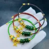 Vòng tây dây cáp ngũ điều ngọc bích mix charm titan